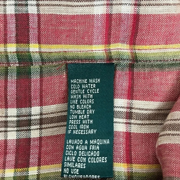 Lauren Ralph Lauren Shirt Womens Small 100% Linen Plaid Button Up Oversized - Picture 7 of 9